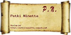 Petki Ninetta névjegykártya